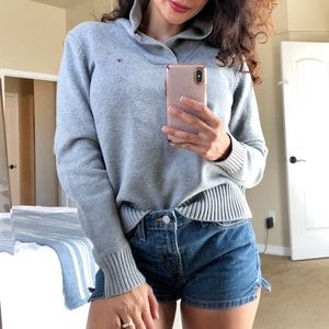 TOMMY HILFIGER Shawl Collar Gray Pullover Sweater